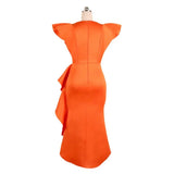 Fongt V-Neck Loaf-Side Dress High-Waisted Open-Fork Irregular Hem Dinner Dress Dress Dress