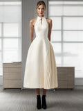 Temperament Small Fragrant Wind Collar Hanging Neck Dress 2025 New Design Pressure Folded Waist Showing Thin Dress Dress