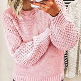 Fongt Women's Fashion Women's Jumper Long Sleeve Round Neck Stitch Sweater Women's