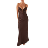 Collared With Ribbon Super Long V-Neck Sexy Dress