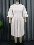 Fongt Lace Lantern Sleeve Dress Elegant Commuter Style Fold Dress Dresses