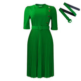 Fongt Women's 2025 Autumn And Winter 2025 New African Temperament Solid Color Pressure Folding Button Dress
