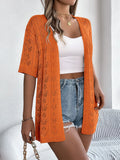 Real Shooting Spring And Summer Hollow Short-Sleeved Knitted Cardigan Holiday Sunscreen Shirt Women's