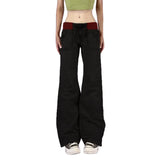 Fongt Cloth Forget Street Retro Pocket Bump Thread Low-Rise Jeans Can Be Styled Casual Trousers