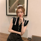 Fongt New Women's Summer Sleeveless Thin Polo Ice Silk Knitted Top Temperament Sexy Short Gentle Wind Bottoming