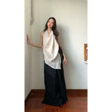 Fongt Girls Design Feel Hanging Neck Vest Bare Shoulder Dress Female Summer New Temperament Loose Broad Legs Casual Pants Set
