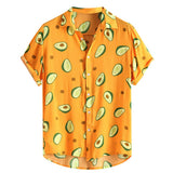 Hawaii Avocado Printed Shirts for Men Casual Loose Tropical Hawaiian Short Sleeve Shirts High Quality Button Down-Outfit