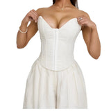 Fongt Temperament Solid Color Girded Waist Gathering Chest Design Sense Fish Bone Small Vest Female 2197
