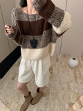 Style Gentle Wind Gradually Changing Striped Coarse Needle Pullover Women's 2024 New Autumn And Winter Loose Sweater Top-Outfit