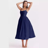 Fongt Women's Dress Summer New Sexy Bare Slings Gentle Wind Dress Women's Skirt