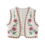 Fongt 2025 New Women's Clothing Embroidered Tard Vest