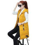 2024 New Down Cotton Vest Female Long Hooded Korean Version Student Winter Vest Coat Bf Clip-Outfit