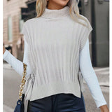 Fongt And Winter New Women's High-Color High-Collar Sleeveless Side With Jacket Sweater