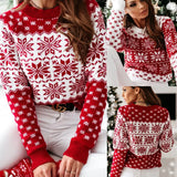 Fongt 2025 New Wish Sweater Women's Christmas Snowflake Long-Sleeved Bottom Needle Sweater
