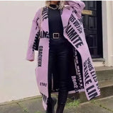 Fongt New 2025 Autumn Women's Long-Sleeved Collar Coat Prints The Long