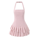 Fongt Homemade New Women's Classic Fashion Seat Seat Hanging Neck Short Dress