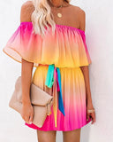 Fongt Summer New Rainbow Gradient Dress Ebay Collar