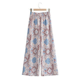 Fongt Women's Printed Casual Shirt + Wide Leg Trousers Set 1769