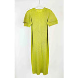Fongt Folds 2025 New High-Grade Solid-Colored Round Collar Folded Dress Loose Fashion Comfortable Casual Dress