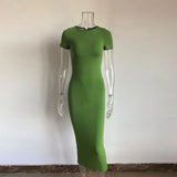 2021 Summer Cotton Soft Dresses Women Sexy Short Sleeve Tight Club Vestidos Lady Stretchy Clothing Black Outfit