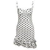 Fongt Summer Women's New French Sexy Wave Point Sling Temperament High-End Waist Repair Dress