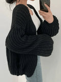 Open Front Long Sleeve Knit Cardigan-Outfit