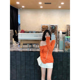 Fongt Thin Wears Slimy Shoulder T-Shirt Top High Waist Straight Bag Hip Skirt Two Sets