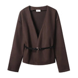 Fongt Homemade New Women's Oceanic Hygid With Belt Soft Coat 1255837