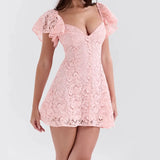 Fongt Summer Romantic Sweet Girl Spirit Girl Wind Fresh V-Neck Dress Dress Elegant Woman