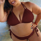 New Push Up Bra Women's Swimsuit Sexy Double Tie Up Halter Two Piece Bikini Swimsuit Female Plus Size Swimming Beachwear-Outfit