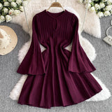 Fongt High-End Knitted Dress Women Autumn And Winter Royal Sister Temperament Dating Short Skirt French Waist Sweater Skirt