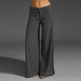 2023 ZANZEA Vintage Elegant Wide Leg Pants Women's Summer Trousers Button Front Zip Turnip Causal Turnip Pantalon 7 703-0-Outfit