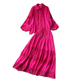 Fongt Suit Female Senior Sleeve Lace Splicing Lantern Long-Sleeved Shirt + High Waist Slim Swing Skirt