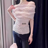 Fongt New French Pure Desire Folding Effect Syringe T-Shirt Top
