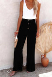 Fongt Women's Spring And Summer New Women's Pants Solid Cotton Tampons Tight Loose Leisure Wide Legs Women's Trousers