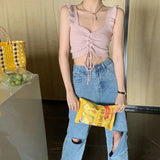 New Sling With Waistcoat Women's Design Small Summer Wears The Back High-Waisted Umbilly Knitting