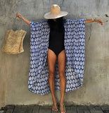 Fongt And White Tie-Dyed Cardigan Beach Dress Bikini Blouse Swimsuit With Cardigan Sunscreen Holiday