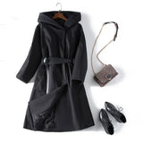 Luxury Winter Suit Collar Hooded Puffer Windbreaker Jacket Women Sash Tie Up Slim Fit Thickened Over The Knee Down