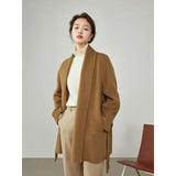 Double Breasted 100% Wool Coat Women Elegant Cashmere Long Winter Coat Female Oversized Vitnage Blend Jacket