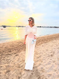 Fongt Spring And Summer New Hot Shawl Folding V-Neck Design High-Waisted Long Dress LX0146
