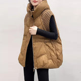 Knit Sleeve Down Vest Female 2024 Winter New Fashion Hooded Design Sense Warm Small People Wearing A Vest-Outfit