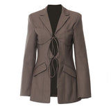 Fongt New Irregular Cut Hollow Niche Blazer Tops Female 1744