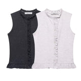 Fongt 2025 New Women's Street Fashion Folding Decoration Sleeveless Knitting Top
