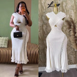 Fongt Elegant Denim Dress Woman 2025 Summer High-End Heavy Industry Diamond Embroidery Waist V-Neck Short-Sleeved Long Dress