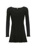 Simple Knitted Long Sleeve Mini Dress-Outfit