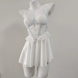 Fongt With Chest Cushion Pure Lust Wind Pajamas Female French Pure Lust Wind High-Grade Lace Perspective Thin Ice Ribbon Sling Skirt