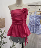 Fongt Lattice Tset Bra Sling Sling Vest Sleeveless T-Shirt Twive Tidal Twives Fluttering With Flower Top Woman 9232