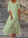 Fongt Fashion And Casual Double-Edecker Short-Sleeved Round Dress