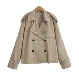 Fongt New Collar Double Buckle Loose Short Version Of The Wind Coat Woman 0518248