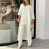 Fongt Women's New Ins Fashion Solid Color Wide Leg Pants Winter Wear Women's A Set Of